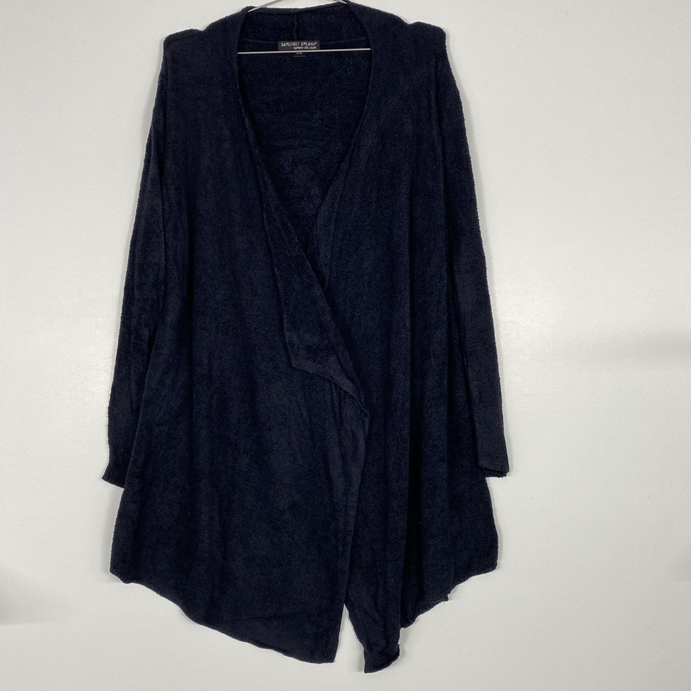 Barefoot Dreams Cardigan Sweater Womens L/XL Black Bamboo Chic Lite Open Front